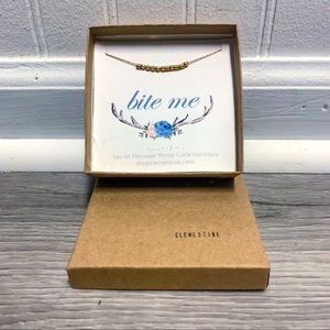 Bite Me Morse Code Necklace in Gold